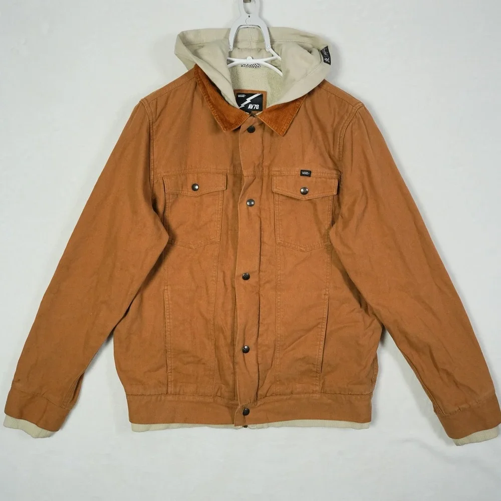 Vans x Anthony Van Engelen Hooded Barne Work Jacket Tan Mens Large AV78 Full Zip - Picture 2 of 11